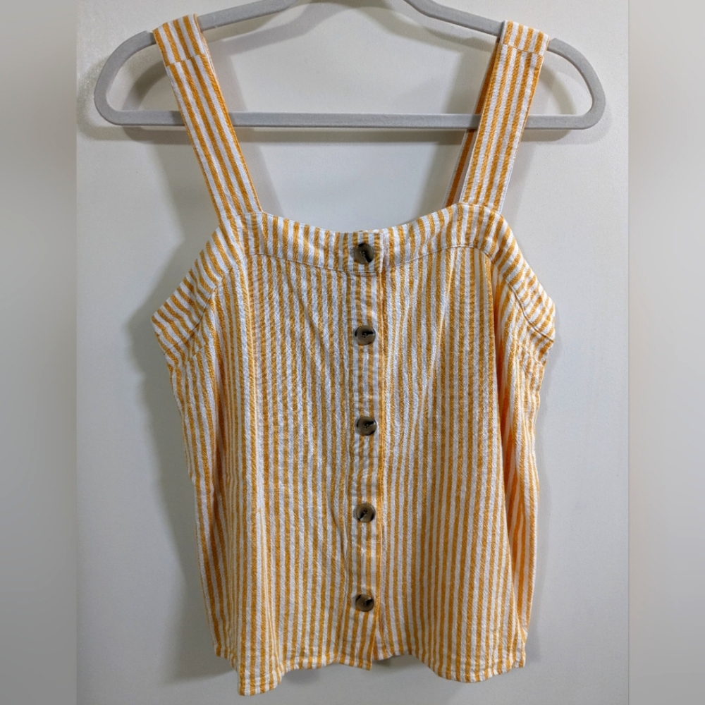 🌕 J. Crew yellow & white striped tank